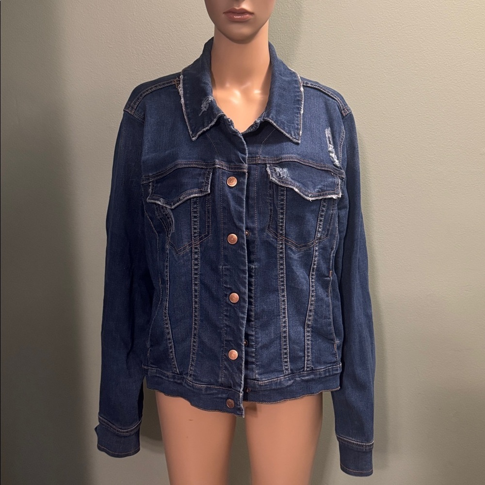Lane Bryant Blue Denim Jacket with Copper Buttons size 16